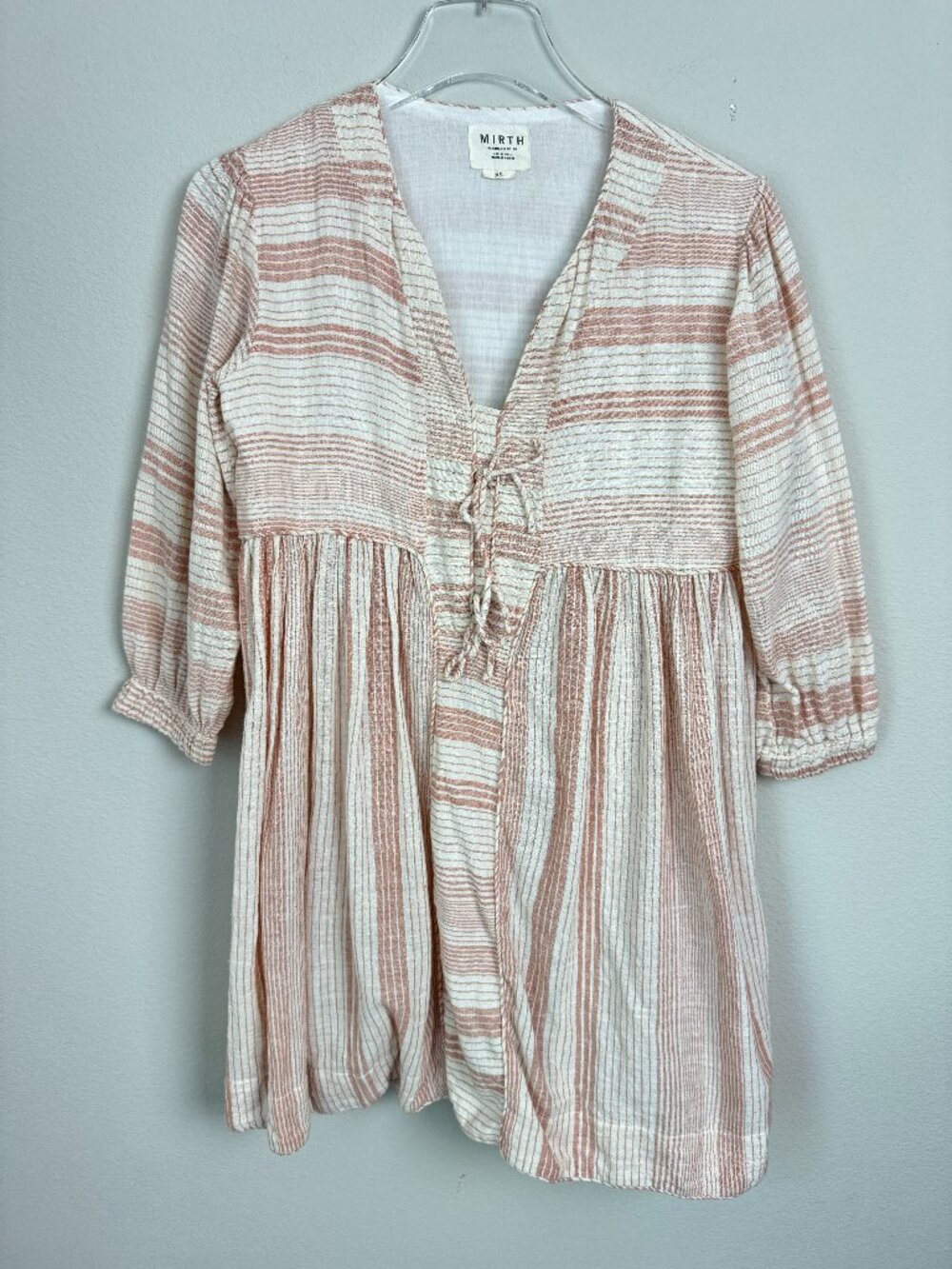 Mirth Caftans Cotton Mini Dress Size XS Stripe